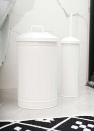 Rackhams White Waste Bin & Toilet Brush Set - thumbnail 2