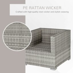 Rackhams Single Wicker Sofa Chair w/ Padded Cushion, Garden Balcony - Light Grey - thumbnail 5
