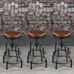 Rackhams Industrial Faux Leather Bar Stool With Adjustable Height - thumbnail 5