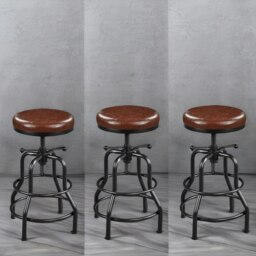 Rackhams Industrial Faux Leather Bar Stool With Adjustable Height - thumbnail 6