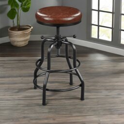 Rackhams Industrial Faux Leather Bar Stool With Adjustable Height - thumbnail 1