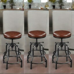 Rackhams Industrial Faux Leather Bar Stool With Adjustable Height - thumbnail 4