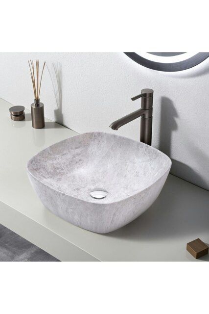 Rackhams Bathroom Ceramic Countertop Wash Basink Sink - Grey - image 1