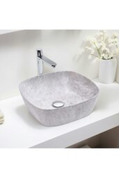 Rackhams Bathroom Ceramic Countertop Wash Basink Sink - Grey - thumbnail 3