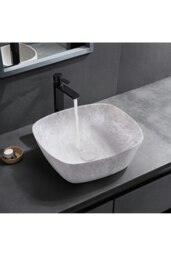 Rackhams Bathroom Ceramic Countertop Wash Basink Sink - Grey - thumbnail 2