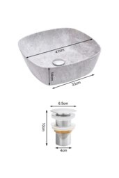 Rackhams Bathroom Ceramic Countertop Wash Basink Sink - Grey - thumbnail 6