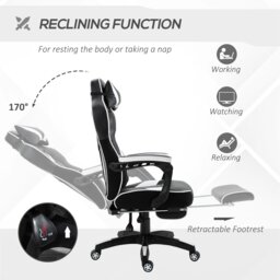 Rackhams Gaming Chair Ergonomic Reclining Manual Footrest Wheels Stylish White - Red - thumbnail 5