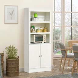 Rackhams Modern Kitchen Cupboard, Storage Cabinet with Adjustable Shelves, White - White - thumbnail 1