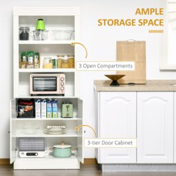 Rackhams Modern Kitchen Cupboard, Storage Cabinet with Adjustable Shelves, White - White - thumbnail 4