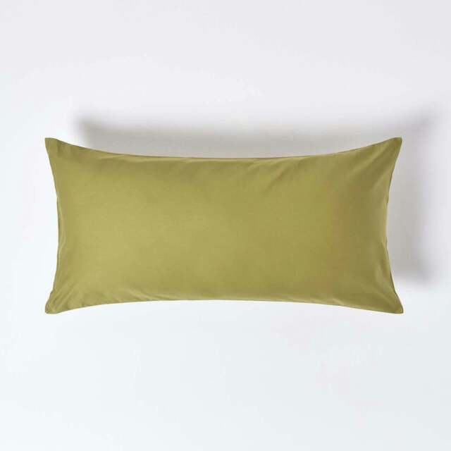 Rackhams Premium 1000 TC Egyptian Cotton Sateen Weave Pillowcase, European Size - Olive Green - 40 x 80 cm - image 1
