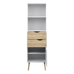Rackhams Oslo Bookcase 2 Drawers 1 Door in White and Oak - White and Oak - Wood - 1 - thumbnail 4