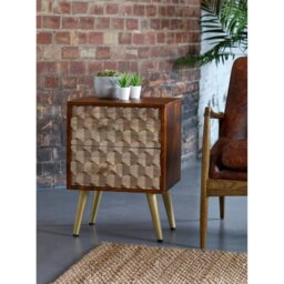 Rackhams Camille Retro 2 Drawer Side Table - 45CM X 40CM X 60CM  (LXDXH) - Wood - 1 - thumbnail 1