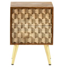 Rackhams Camille Retro 2 Drawer Side Table - 45CM X 40CM X 60CM  (LXDXH) - Wood - 1 - thumbnail 5