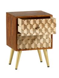 Rackhams Camille Retro 2 Drawer Side Table - 45CM X 40CM X 60CM  (LXDXH) - Wood - 1 - thumbnail 3