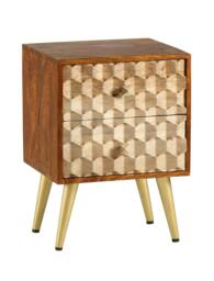 Rackhams Camille Retro 2 Drawer Side Table - 45CM X 40CM X 60CM  (LXDXH) - Wood - 1 - thumbnail 2