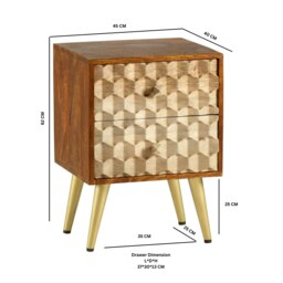 Rackhams Camille Retro 2 Drawer Side Table - 45CM X 40CM X 60CM  (LXDXH) - Wood - 1 - thumbnail 6