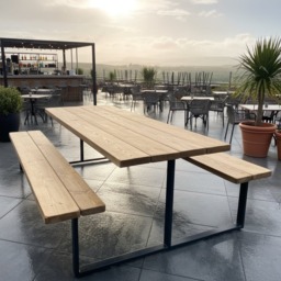 Rackhams Outdoor Slatted Picnic Table with Fixed Benches - 200 - thumbnail 3