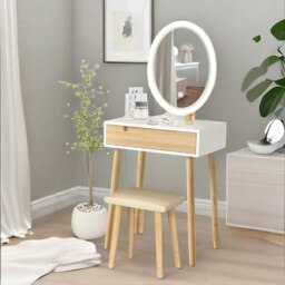Rackhams Vanity Dressing Table With Mirror And Cushioned Stool White - thumbnail 3