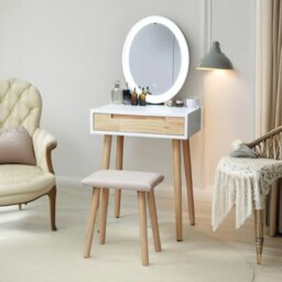 Rackhams Vanity Dressing Table With Mirror And Cushioned Stool White - thumbnail 2