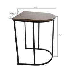 Rackhams Nest of 2 Coffee Table Metal Wooden Woodgrain Side Tables Set For Living Room - thumbnail 5