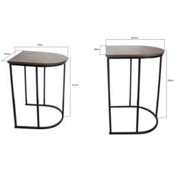 Rackhams Nest of 2 Coffee Table Metal Wooden Woodgrain Side Tables Set For Living Room - thumbnail 2