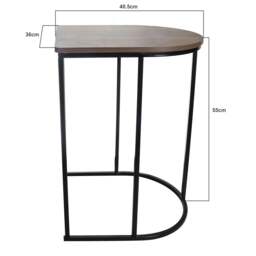 Rackhams Nest of 2 Coffee Table Metal Wooden Woodgrain Side Tables Set For Living Room - thumbnail 4