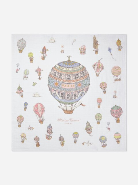 Rackhams Baby Hot Air Balloons Swaddle in White (100cm) - White - One size - image 1
