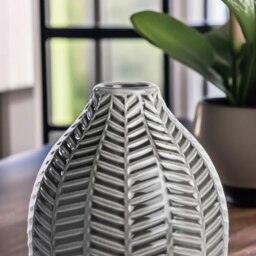 Rackhams Set Of 2 Grey Leaf Ceramic Vase - thumbnail 5