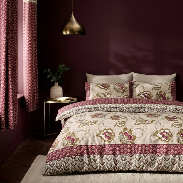 Rackhams Kashmir Paisley Floral Reversible Duvet Cover Set - Natural - King - image 1