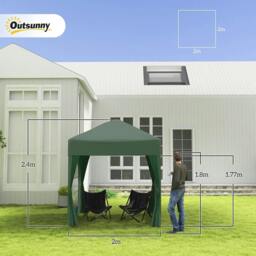 Rackhams 2 x 2 m Garden Pop Up Gazebo, Wedding Party Tent Marquee, Water Resistant Awning Canopy with Sidewalls, Windows, Carry Bag, Green - thumbnail 2