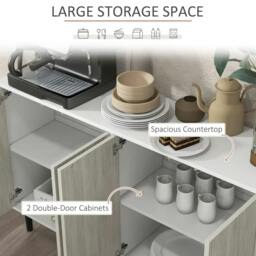 Rackhams Kitchen Sideboard Storage Cabinet for Living Room with Adjustable Shelves 4 Doors and Pine Wood Legs White - thumbnail 4
