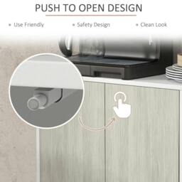 Rackhams Kitchen Sideboard Storage Cabinet for Living Room with Adjustable Shelves 4 Doors and Pine Wood Legs White - thumbnail 6