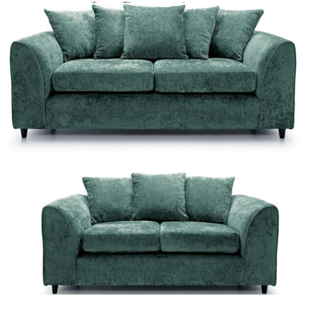 Rackhams Monaco Chenille Fabric Sofa Suite - Teal - image 1