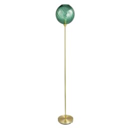 Rackhams Designer Chic Floor Lamp with Brushed Gold Base and Emerald Green Glass Shade - thumbnail 2