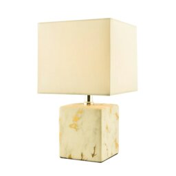 Rackhams Designer Square Ceramic Table Lamp with Gold Marble Effect Finish - thumbnail 1