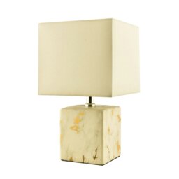 Rackhams Designer Square Ceramic Table Lamp with Gold Marble Effect Finish - thumbnail 2