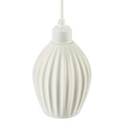 Rackhams Curvy White Gloss Ceramic Pendant Lamp Shade with Line Rippled Body - thumbnail 3
