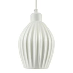 Rackhams Curvy White Gloss Ceramic Pendant Lamp Shade with Line Rippled Body - thumbnail 4