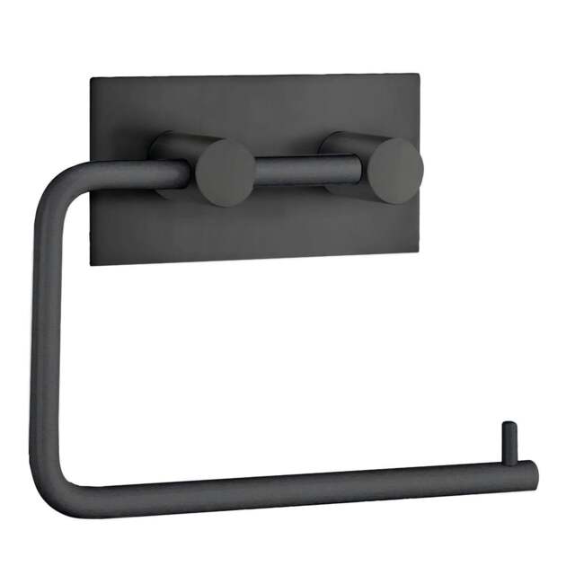 Rackhams Black Stainless Steel Toilet Roll Holder Self Adhesive Bathroom Wall Mounted - image 1