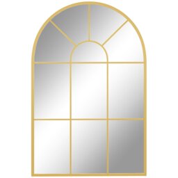 Rackhams Modern Arched Window Wall Mirror for Bedroom - Gold Tone - 91L x 60W x 2Dcm - thumbnail 2