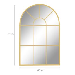 Rackhams Modern Arched Window Wall Mirror for Bedroom - Gold Tone - 91L x 60W x 2Dcm - thumbnail 3