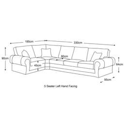 Rackhams Chelsea Crushed Velvet Full Back 5 Seater L Shaped Corner Sofa - Silver - Right Hand Facing - thumbnail 4