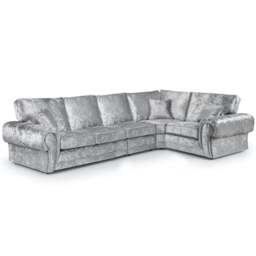 Rackhams Chelsea Crushed Velvet Full Back 5 Seater L Shaped Corner Sofa - Silver - Right Hand Facing - thumbnail 1