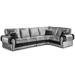 Rackhams Chelsea Crushed Velvet Full Back 5 Seater L Shaped Corner Sofa - Silver - Right Hand Facing - thumbnail 2