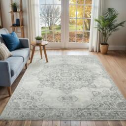Rackhams Monaco-Vintage Grey Ivory Traditional Boho Rug - 80 x 220 cm - thumbnail 2