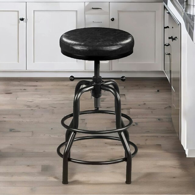 Rackhams Industrial Adjustable Height Retro Bar Stool Black - image 1