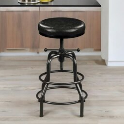 Rackhams Industrial Adjustable Height Retro Bar Stool Black - thumbnail 2