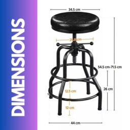 Rackhams Industrial Adjustable Height Retro Bar Stool Black - thumbnail 6