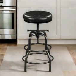 Rackhams Industrial Adjustable Height Retro Bar Stool Black - thumbnail 3