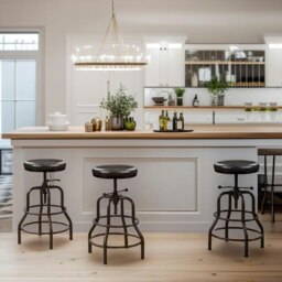 Rackhams Industrial Adjustable Height Retro Bar Stool Black - thumbnail 5